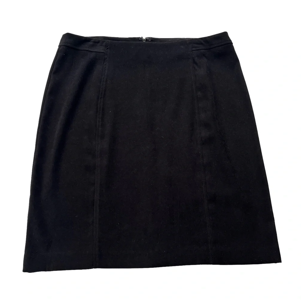 Laura Scott Womens Size 12 Black Suede Velvet Knee Length Polyester Pencil Skirt